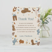 Western Cowboy Geburtstagsparty Dankeschön Karte (Stehend Vorderseite)