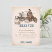 Western Cowboy Geburtstagsparty Dankeschön Karte (Stehend Vorderseite)