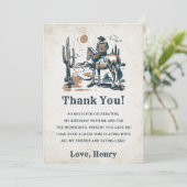 Western Cowboy Geburtstagsparty Dankeschön Karte (Stehend Vorderseite)