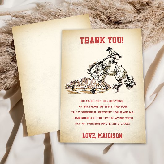Western Cowboy Geburtstagsparty Dankeschön Karte