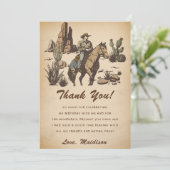 Western Cowboy Geburtstagsparty Dankeschön Karte (Stehend Vorderseite)