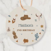 Western Cowboy Geburtstagsparty Feigwarts Tags Geschenkanhänger (Rückseite)