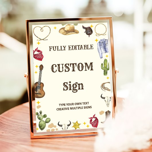 Western Cowboy Geburtstagsparty Tafelschild Poster