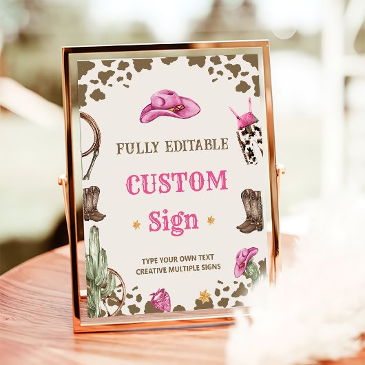 Western Cowboy Geburtstagsparty Tafelschild Poster