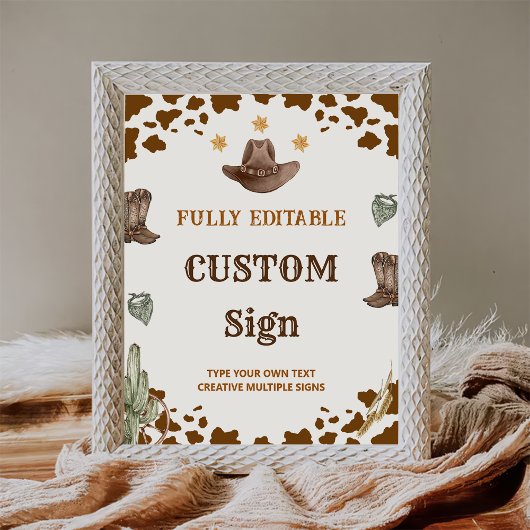Western Cowboy Geburtstagsparty Tafelschild Poster