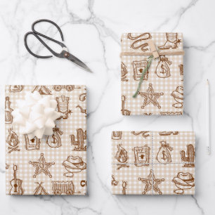 Western-Cowboy Geschenkpapier Set