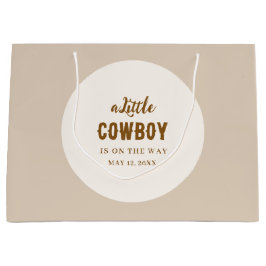 Western Cowboy Gift Bag - Solid Sand White for Boy Große Geschenktüte