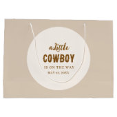 Western Cowboy Gift Bag - Solid Sand White for Boy Große Geschenktüte (Rückseite)