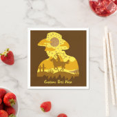 Western Cowboy Glitzer Pferd Lasso Personalisiert Serviette (Beispiel)