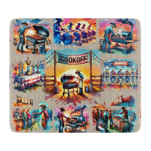 Western Cowboy GRILLEN Cookoff Szenen 1 Schneidebrett (Vorderseite)