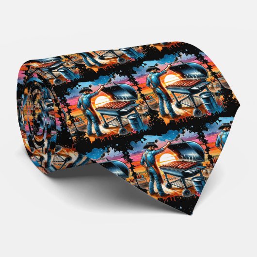 Western Cowboy GRILLEN Pit und Cook Krawatte (Gerollt)