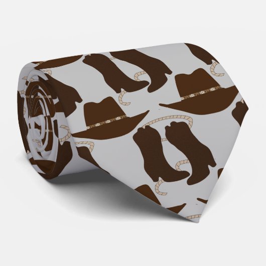 Western Cowboy Hat and Boots Krawatte (Gerollt)