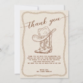 Western Cowboy Hat and Boots Photo Thank You Card Einladung