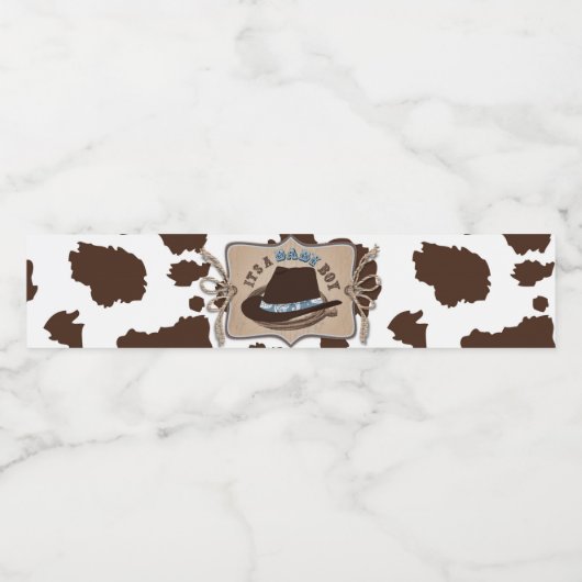 Western Cowboy Hat Baby Dusche Wasserflaschenetikett (Einzelnes Label)