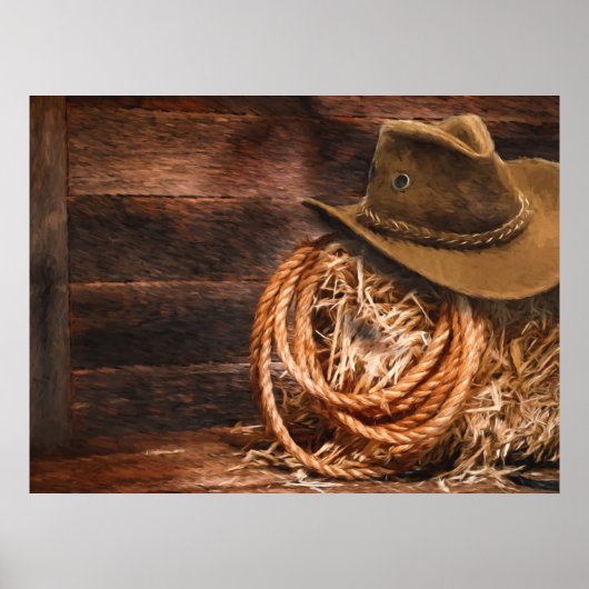 Western Cowboy Hat Barn Hay Poster (Vorne)