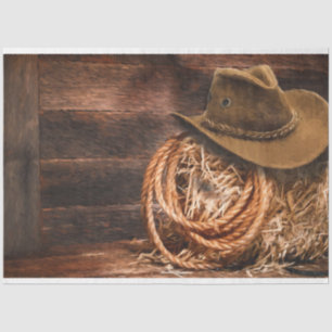Western Cowboy Hat Barn Hay Tissue Decoupage Seidenpapier