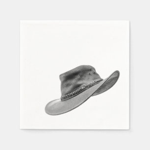 Western Cowboy Hat Black & White Paper Napkin Serviette
