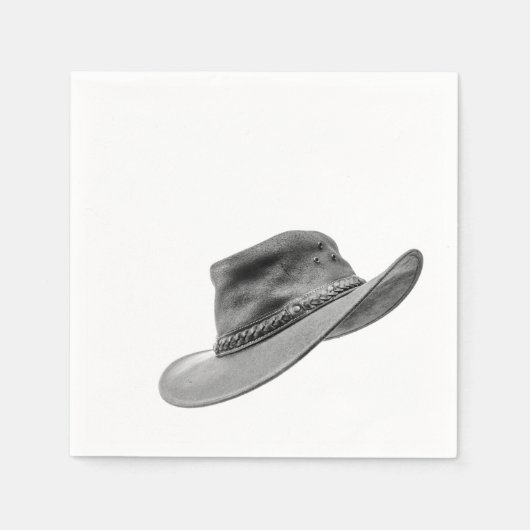 Western Cowboy Hat Black & White Paper Napkin Serviette (Vorderseite)