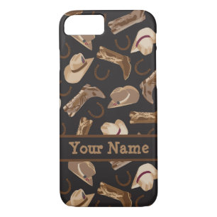 Western Cowboy Hat Boots Black Brown Name Persönli Case-Mate iPhone Hülle