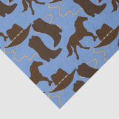 Western Cowboy Hat Boots Horse Blue Seidenpapier (Ausschnitt)