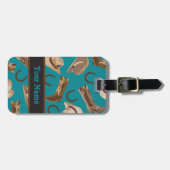 Western Cowboy Hat Boots Türkis Blue Aquamariner N Gepäckanhänger (Vorderseite horizontal)