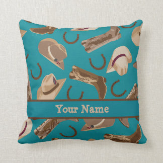 Western Cowboy Hat Boots Türkisfarben Aquamariner Kissen