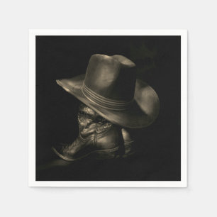 Western Cowboy Hat & Boots Vintag Paper Napkin Serviette