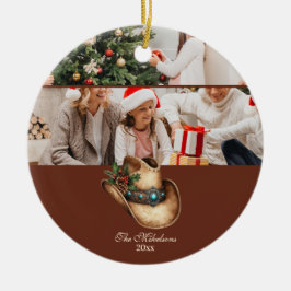 Western Cowboy Hat Christmas Keramik Ornament