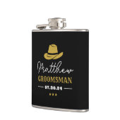 Western Cowboy Hat Classic Personalisierte Trauzeu Flachmann (Links)