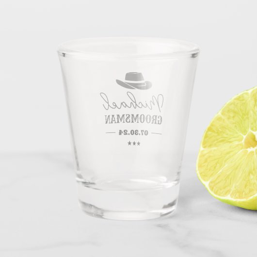 Western Cowboy Hat Classic Personalisierte Trauzeu Schnapsglas (Rückseite)