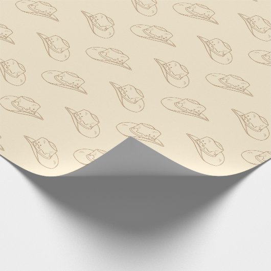 Western Cowboy Hat Cowgirl Rodeo Cream Gold Geschenkpapier (Ecke)