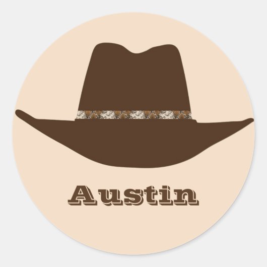 Western Cowboy Hat Custom Runder Aufkleber (Vorderseite)