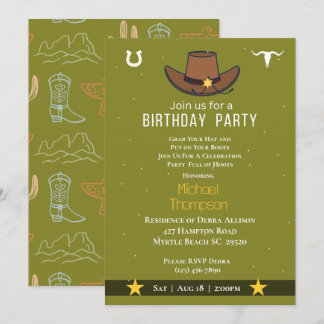 Western Cowboy Hat Geburtstagseinladung Einladung