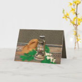 Western Cowboy Hat Lantern Imitate Holz / Leder Karte (Gelbe Blume)