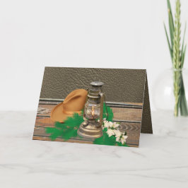 Western Cowboy Hat Lantern Imitate Holz / Leder Karte