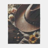 Western Cowboy Hat mit Florals Fleecedecke (Vorderseite)