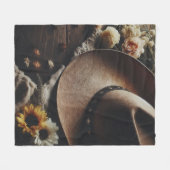 Western Cowboy Hat mit Florals Fleecedecke (Vorderseite (Horizontal))