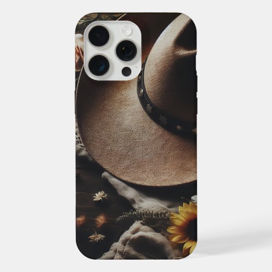 Western Cowboy Hat mit Florals iPhone Hülle (Rückseite)