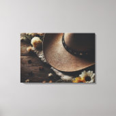 Western Cowboy Hat mit Florals Leinwanddruck (Vorderseite)