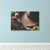Western Cowboy Hat mit Florals Leinwanddruck (Insitu (Holzboden))