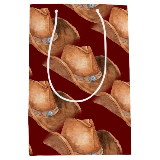 Western Cowboy Hat Pattern Mittlere Geschenktüte (Vorderseite)