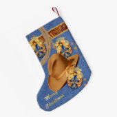 Western Cowboy Hat Rope Imitate Denim Leather Kleiner Weihnachtsstrumpf (Rückseite (Hängend))