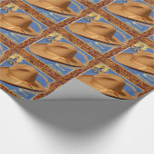 Western Cowboy Hat Rope Imitate Leather Denim Chri Geschenkpapier (Ecke)