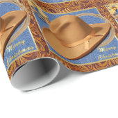 Western Cowboy Hat Rope Imitate Leather Denim Chri Geschenkpapier (Rolleneckpunkt)