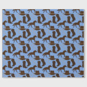 Western Cowboy Hat, Stiefel, Pferdeblau Geschenkpapier (Flach)