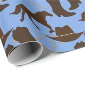 Western Cowboy Hat, Stiefel, Pferdeblau Geschenkpapier (Rolleneckpunkt)