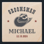 Western Cowboy Hat Trauzeuge Trauzeuge Personalisi Steinuntersetzer<br><div class="desc">Personalisierte Geschenke für Trauzeugen und Trauzeuge mit Western Cowboy Thema. Dekoriert mit Cowboyhut mit Vintagem Western Schriftart. Text und Farbe können mit dem Design-Tool bearbeitet werden,  um Ihren Bedürfnissen gerecht zu werden. Holen Sie sich dieses individuelles Geschenk für Hochzeiten,  Bachelor-Party,  Verlobungsfeier oder andere besondere Anlässe.</div>