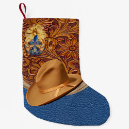 Western Cowboy Hat und Seile Imitate Leather Kleiner Weihnachtsstrumpf