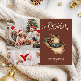 Western Cowboy Hat Weihnachts 2 Foto Feiertagskarte