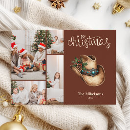 Western Cowboy Hat Weihnachts 4 Foto Feiertagskarte